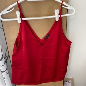 Red satin tank top